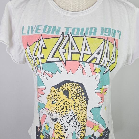 Recycled Karma Def Leppard 1987 Tour TShirt XS White Graphic Band Tee VNT Rock - Picture 6 of 9